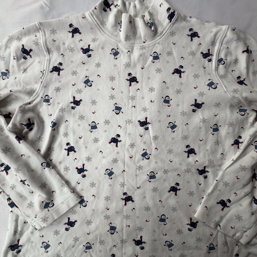 Croft & Barrow snowman snowflake‎ long sleeve mock neck shirt women’s large